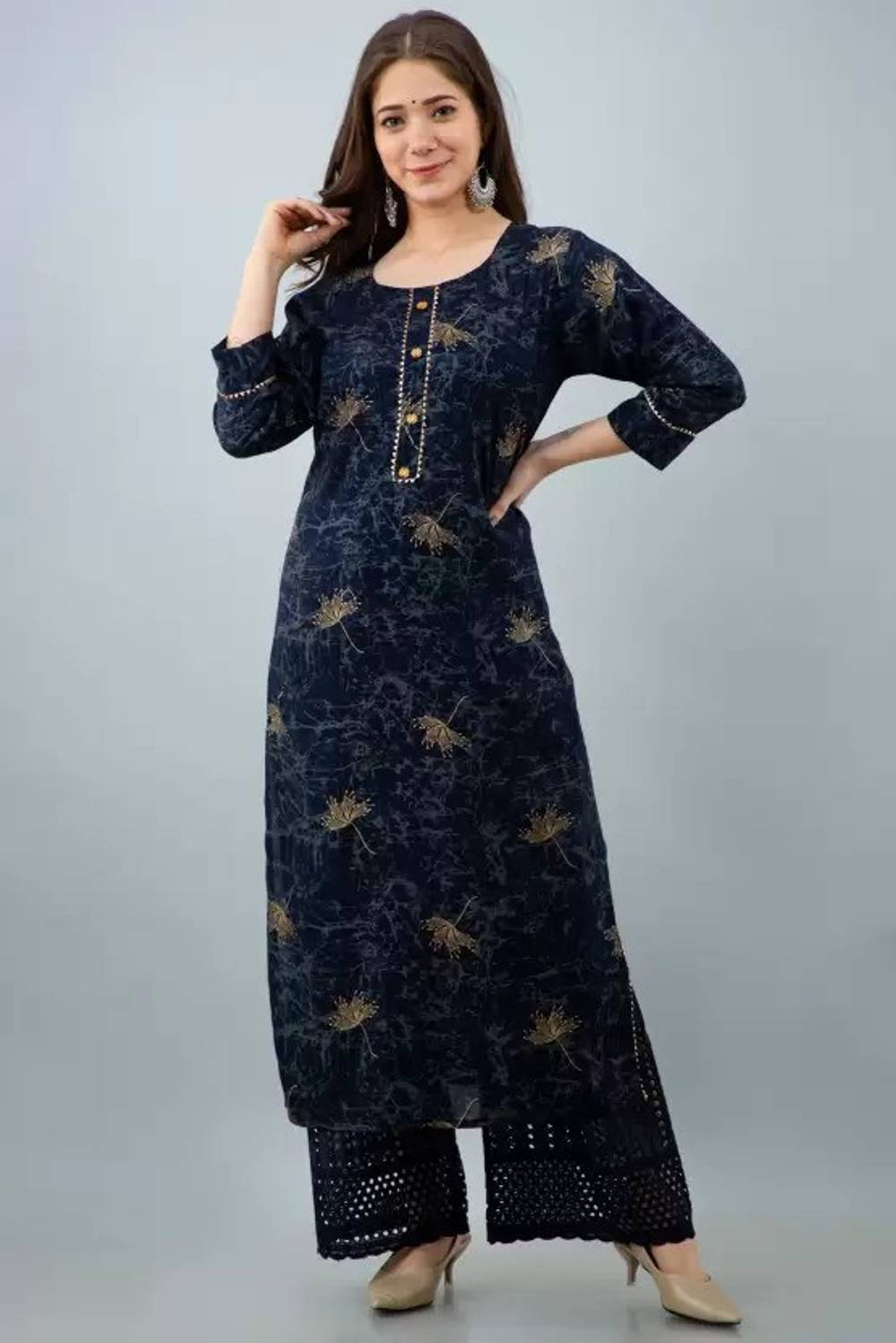 Top 2 Bottom Women Printed Straight Kurta