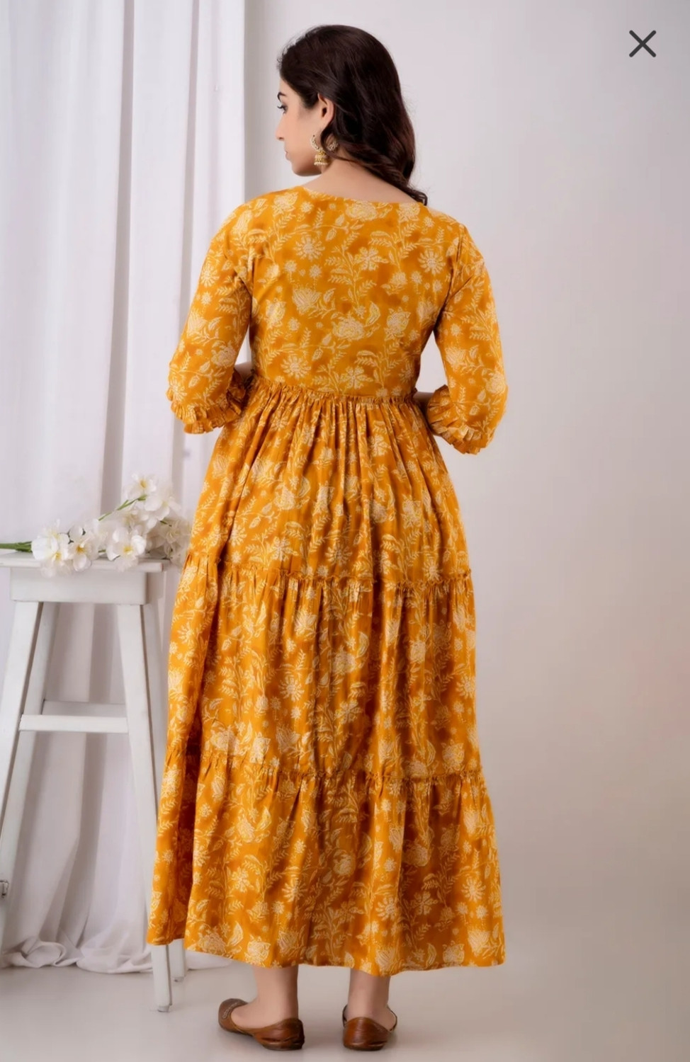 Image of GIRYYA Women Maxi Yellow Full Length Dress