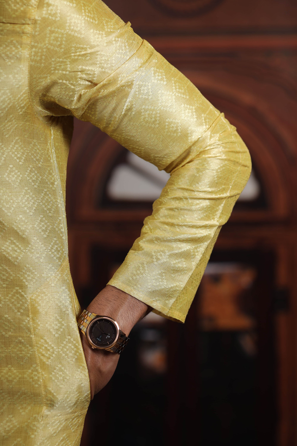 Image of Koshin Men Art Silk Kurta Pyjama Set
