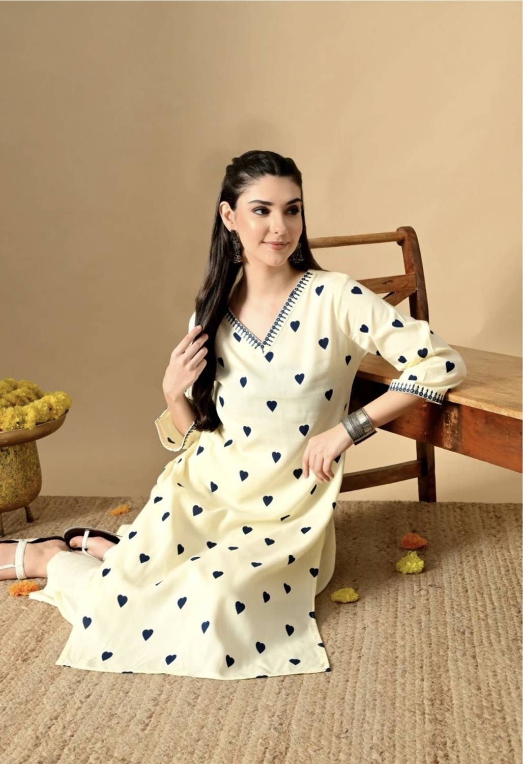 HYTEN Women Multicolor Printed Straight Kurta - Image 5