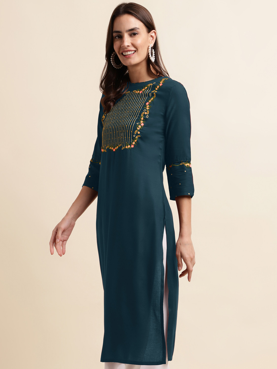 Image of MIRCHI FASHION Women Embroidered Straight Kurta