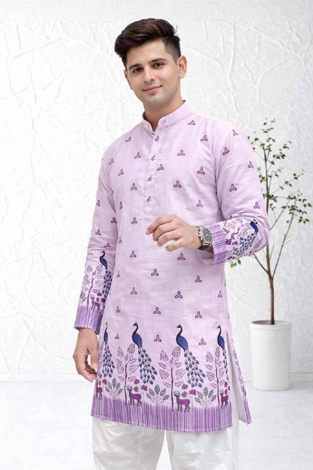 aradhna emporium Men Animal Print Straight Kurta