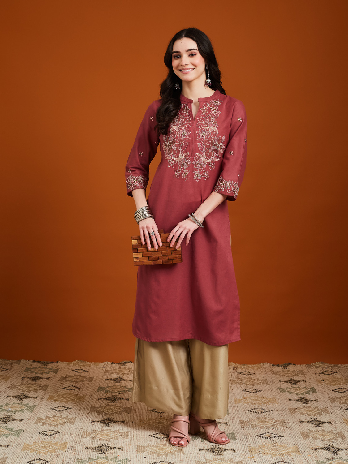 Image of ANOUK Women Embroidered Straight Kurta