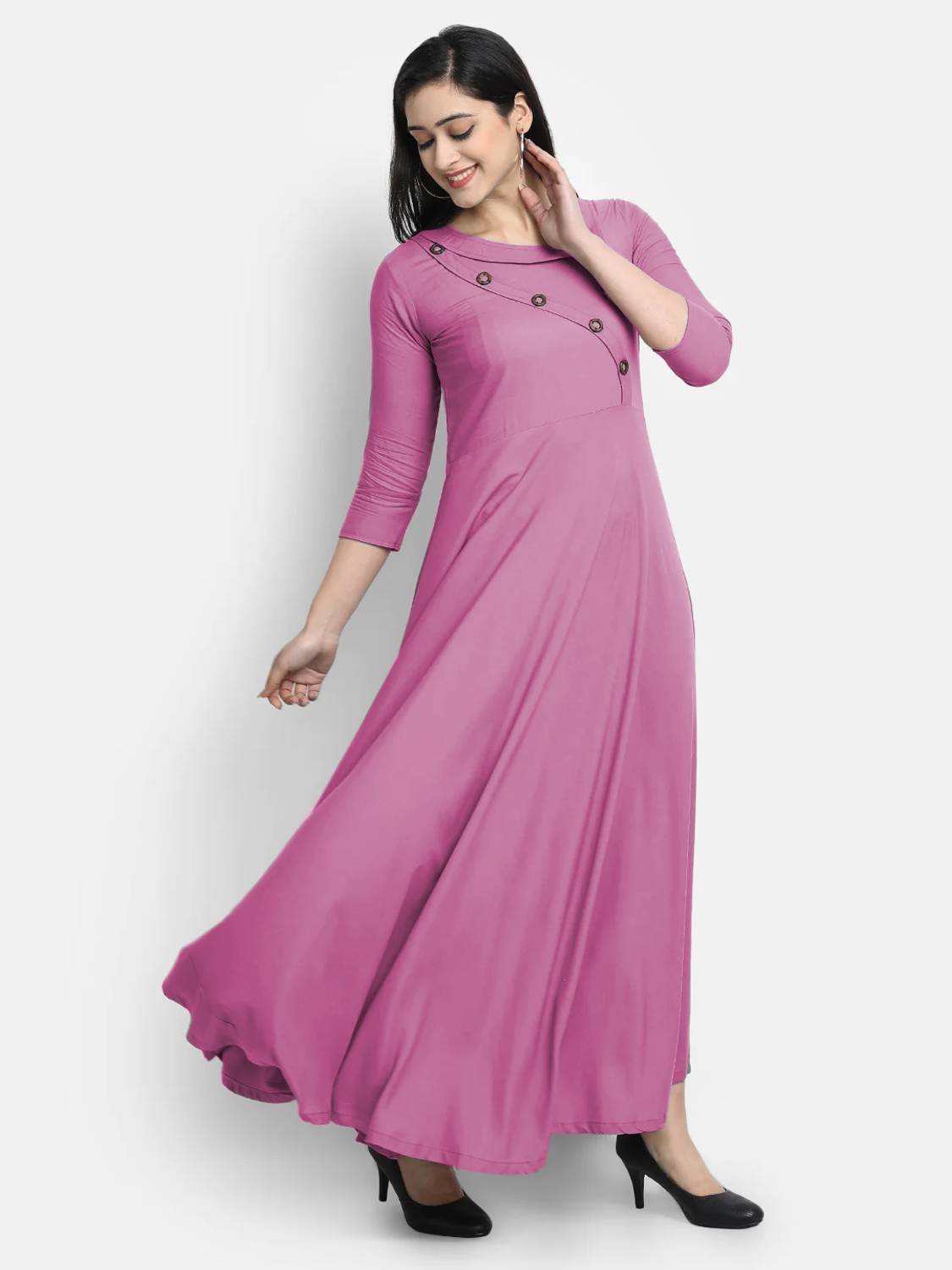 looknchoice Women Solid Anarkali Kurta - Image 4