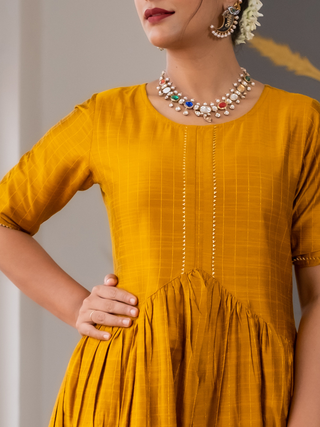 Image of Jaipur Kurti Women Checkered A-line Kurta