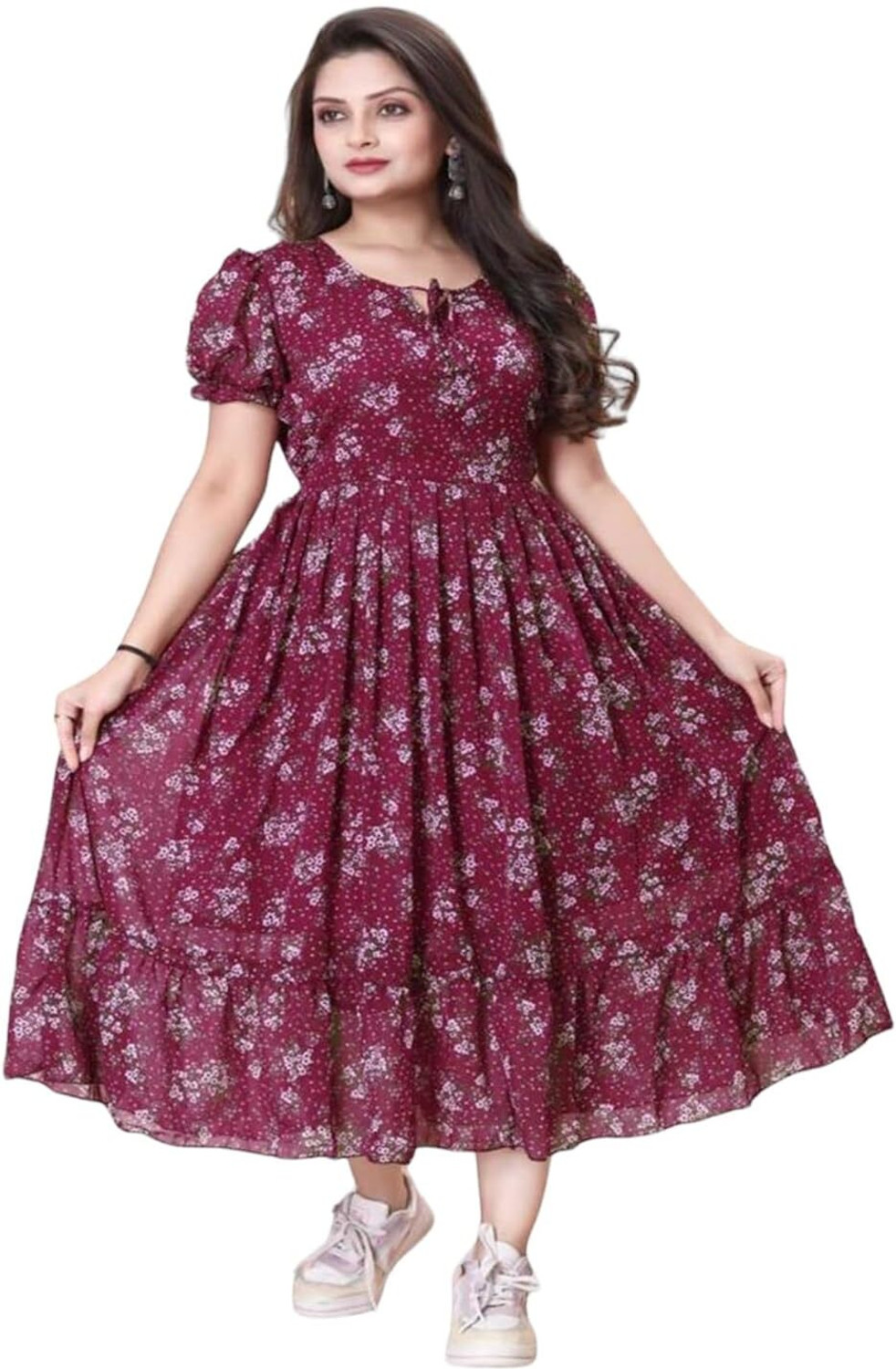 Image of Excessive Women Floral Print Anarkali Kurta