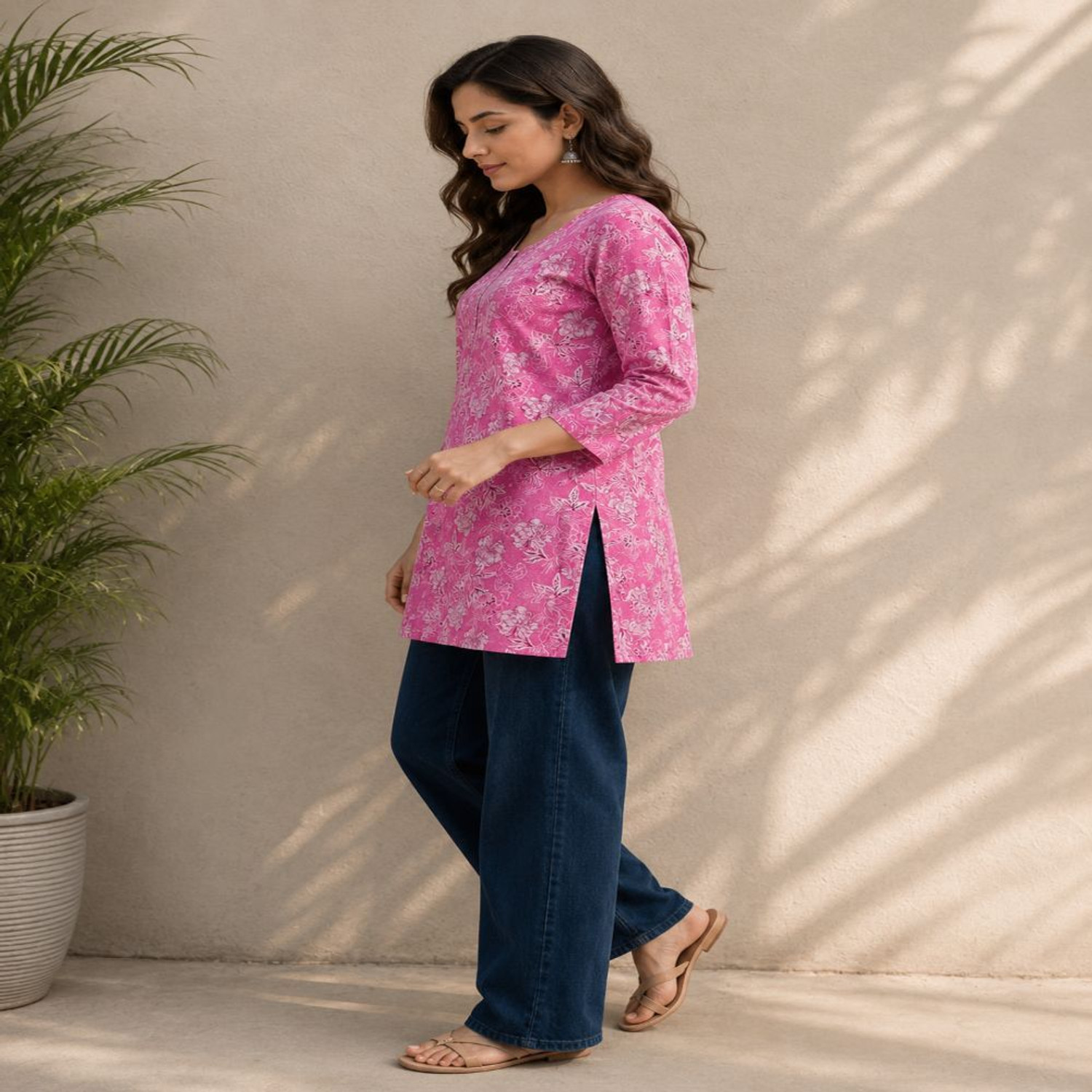 Image of StyleLooms Women Floral Print Straight Kurta