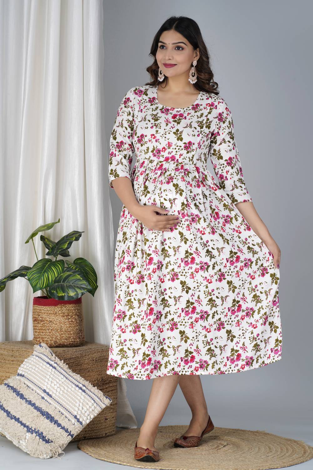 Madfury Women Printed Pure Cotton Anarkali Kurta (Multicolor)