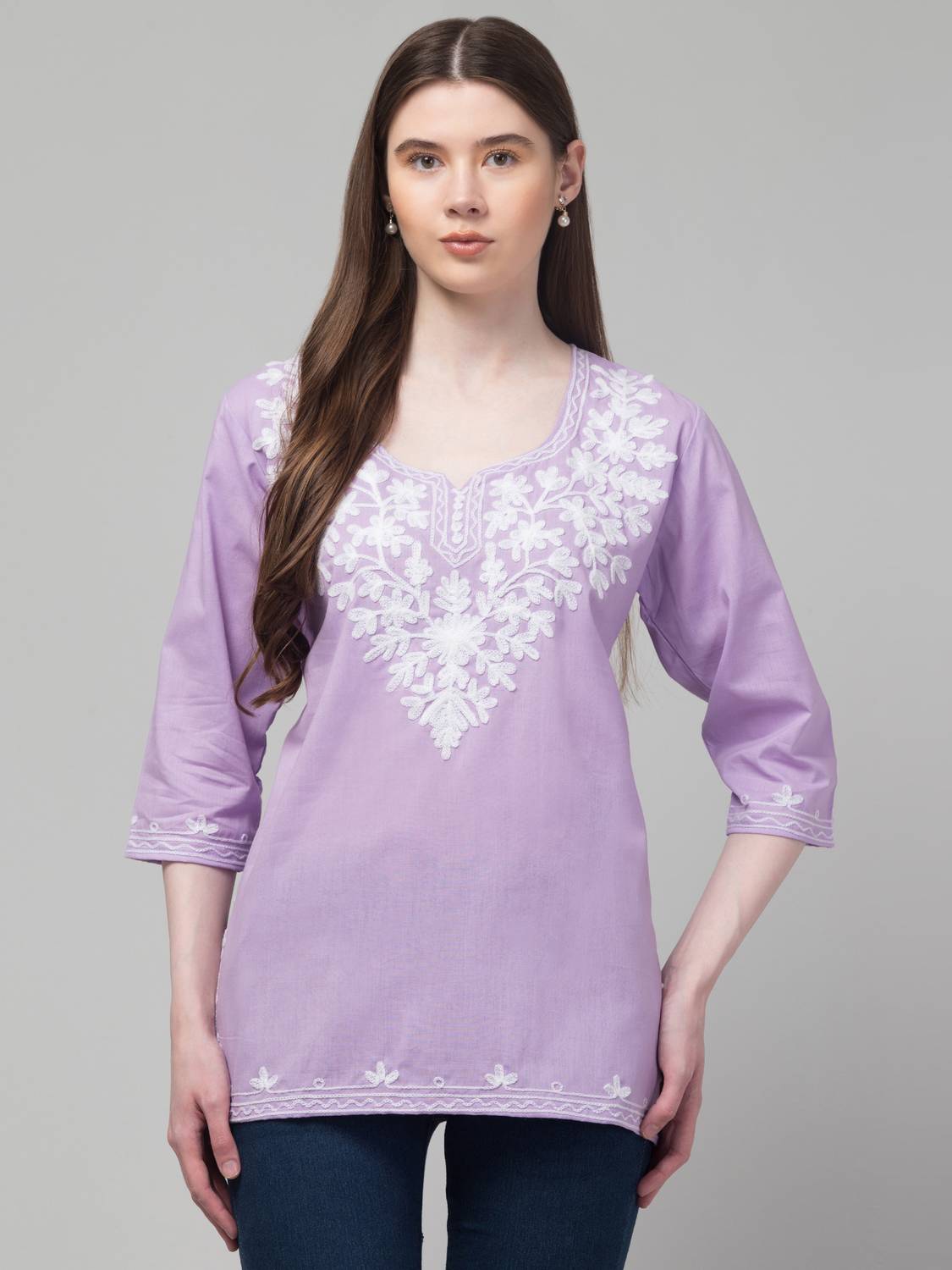CROWN KING GARMENTS Women Embroidered Pure Cotton Straight Kurta