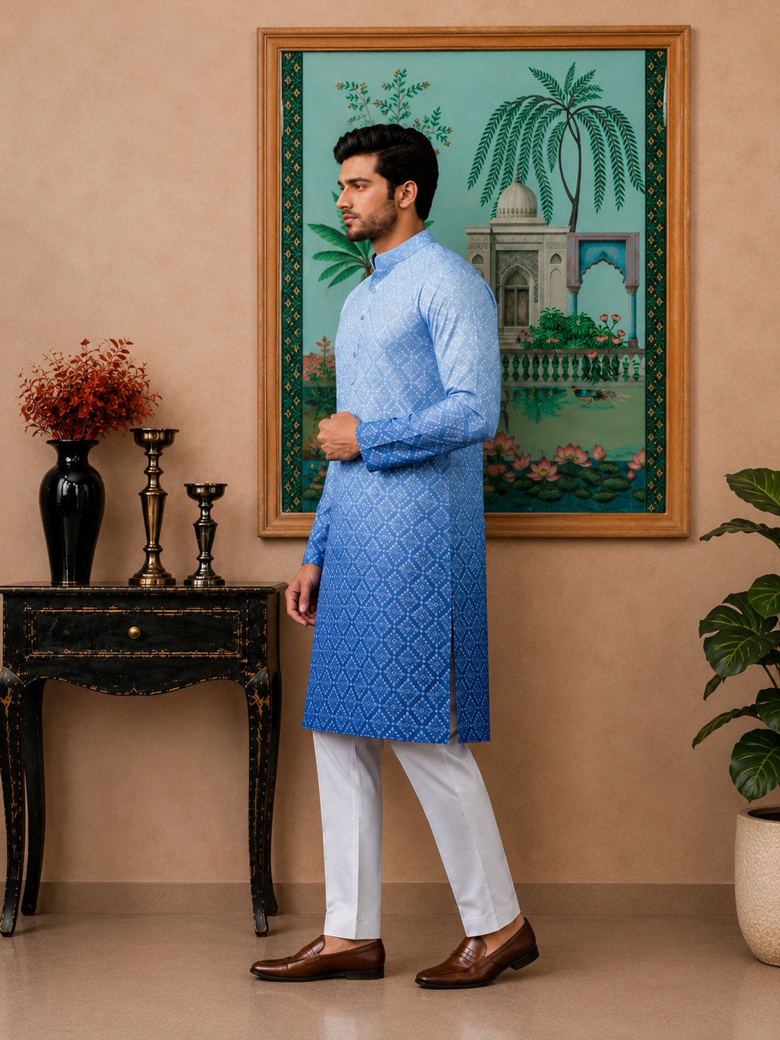 Image of romj Men Embroidered Straight Kurta