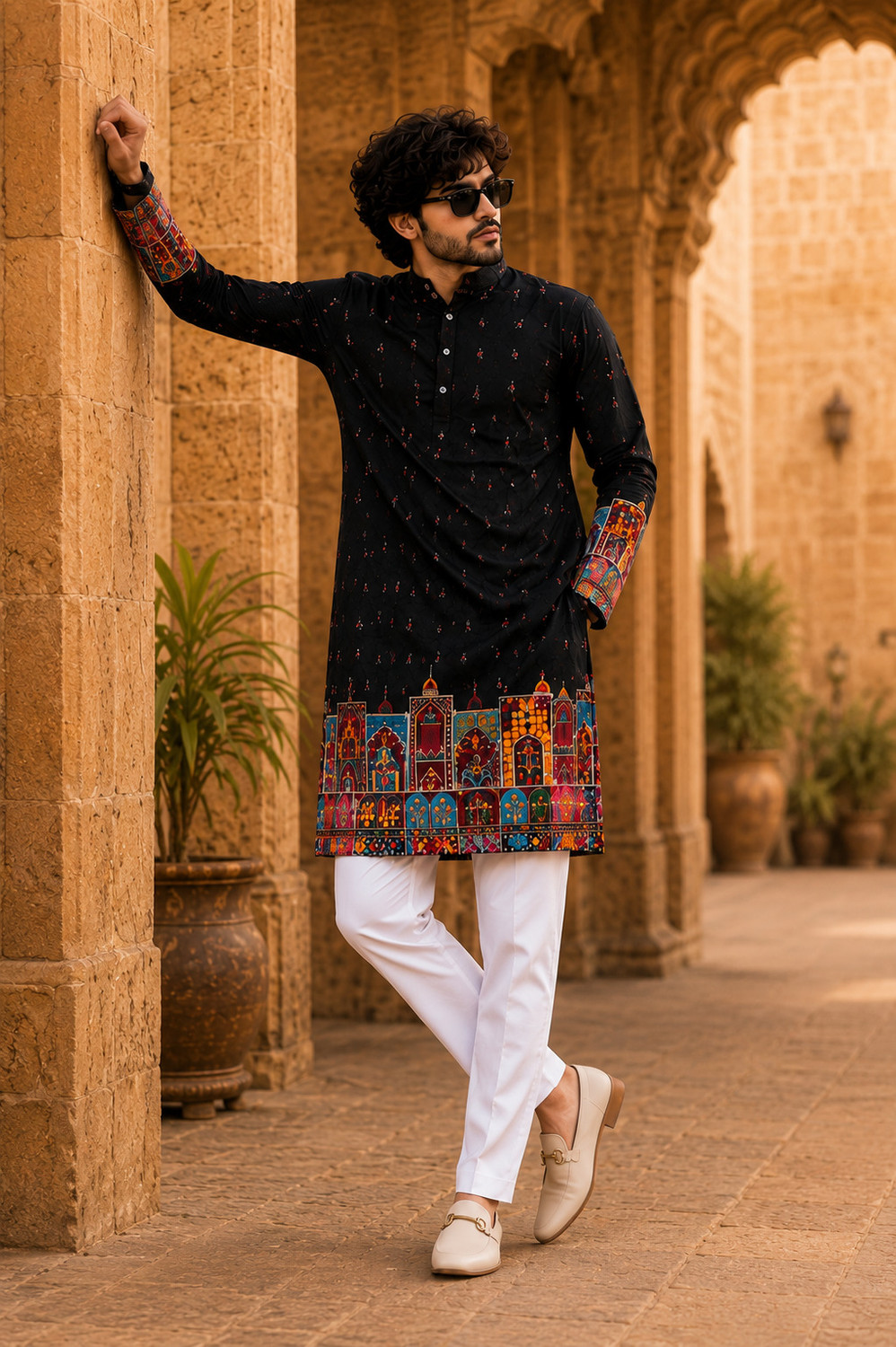 Image of fabzy Men Printed Straight Kurta