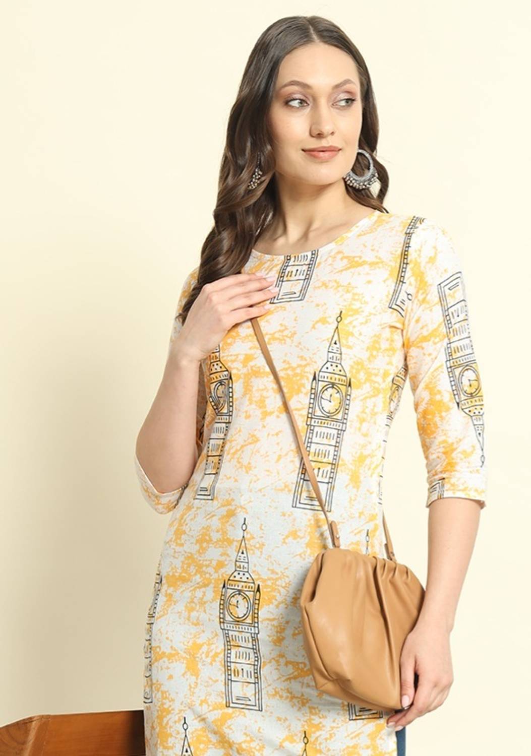 Surhi Women Printed Pure Cotton Straight Kurta (Orange)