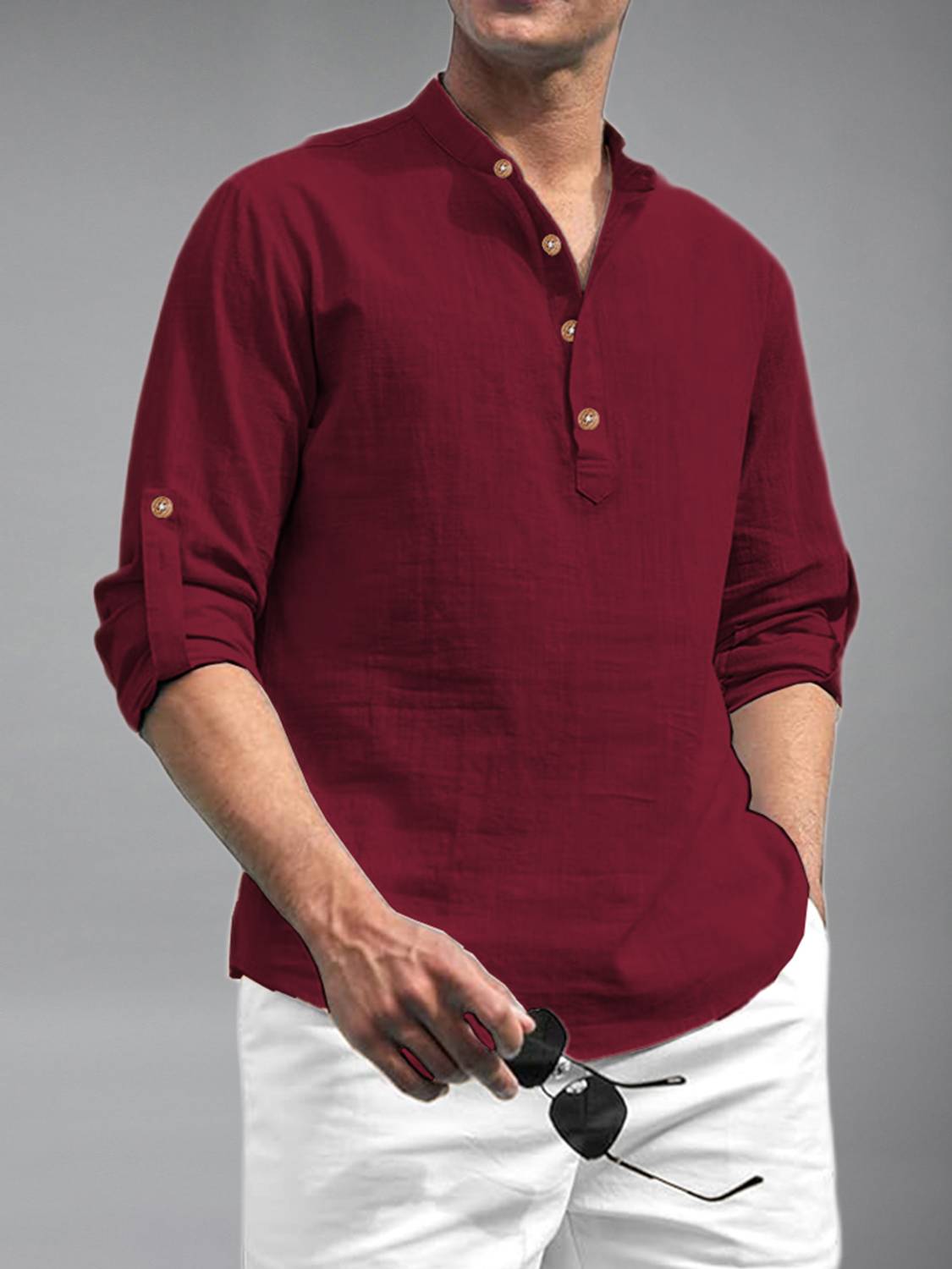 Univibe Men Red Solid Straight Kurta - Image 1