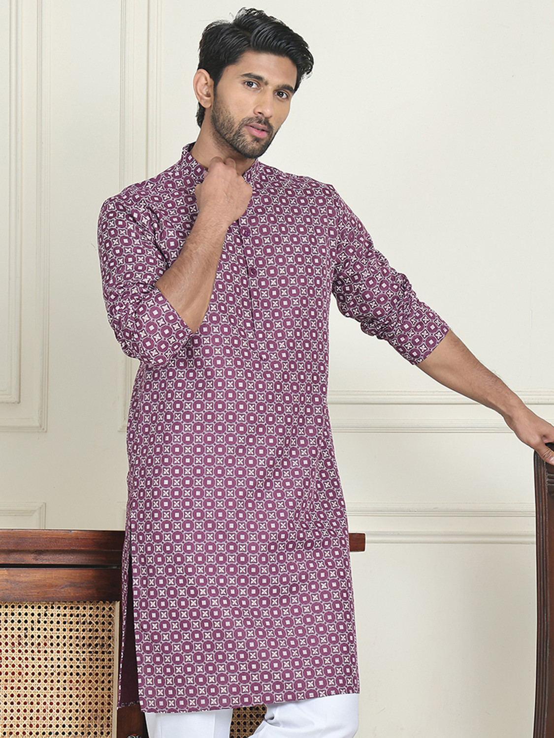 Image of Jompers Men Printed Straight Kurta