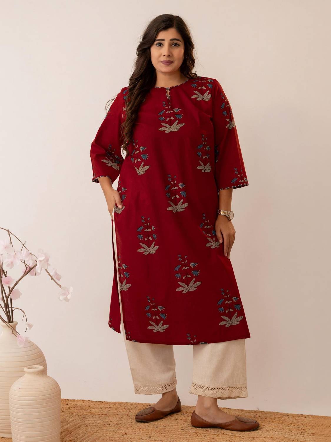 siya silk studio Women Floral Print Straight Kurta