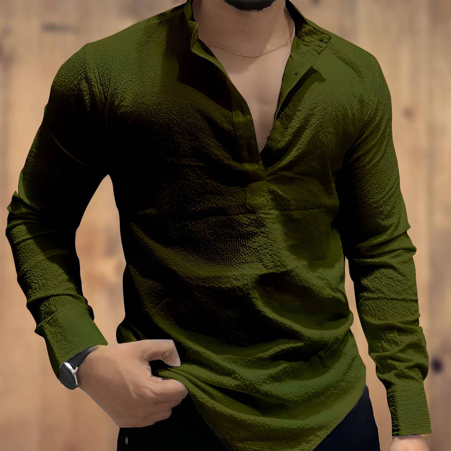 COMBRAIDED Men Self Design Straight Kurta - Image 3