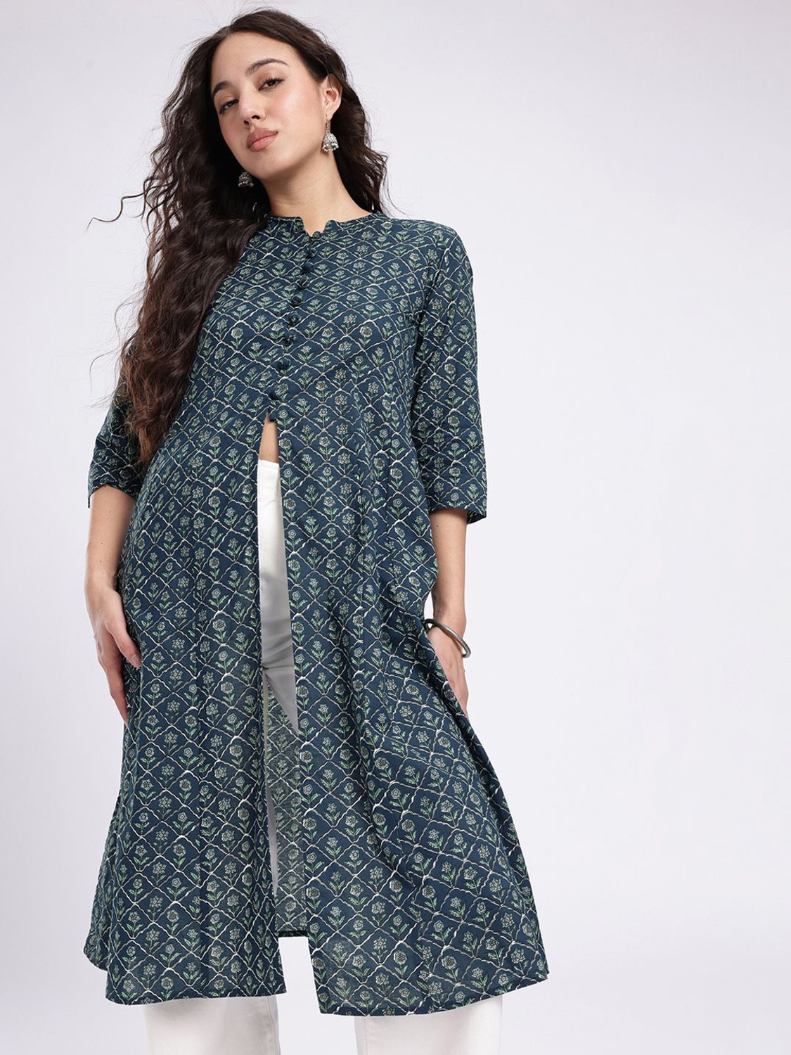 Image of fusion by glitchez Women Floral Print A-line Kurta