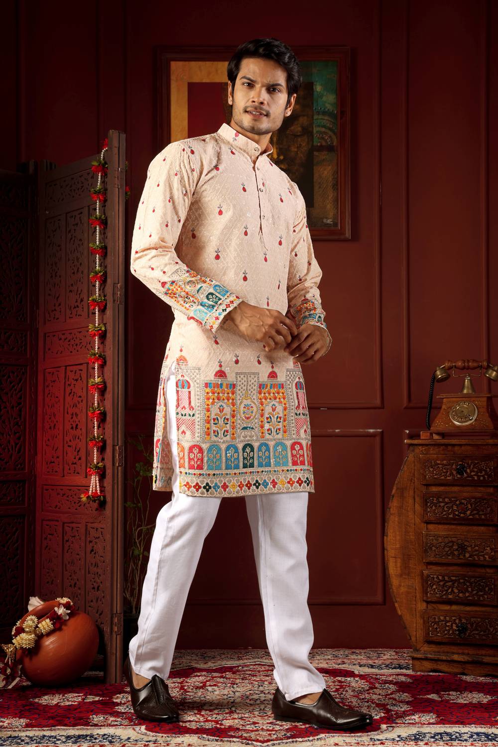 BBS Men Embroidered Straight Kurta - Image 3