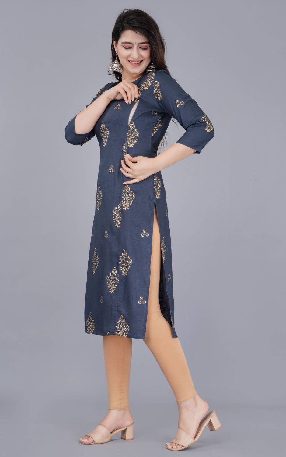 Radhe Fashion Women Printed Viscose Rayon Straight Kurta (Multico