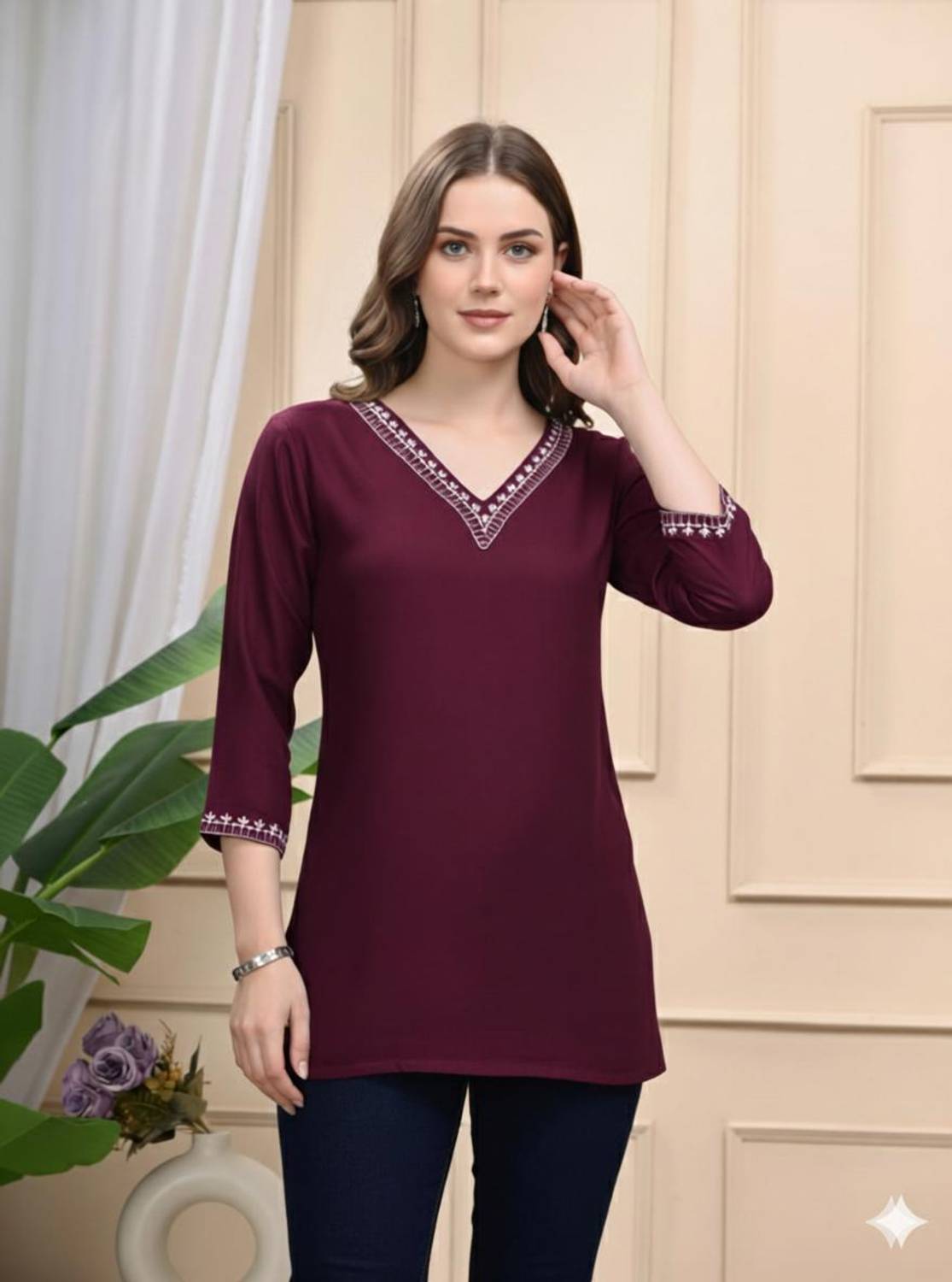 AGOKA Women Embroidered Straight Kurta