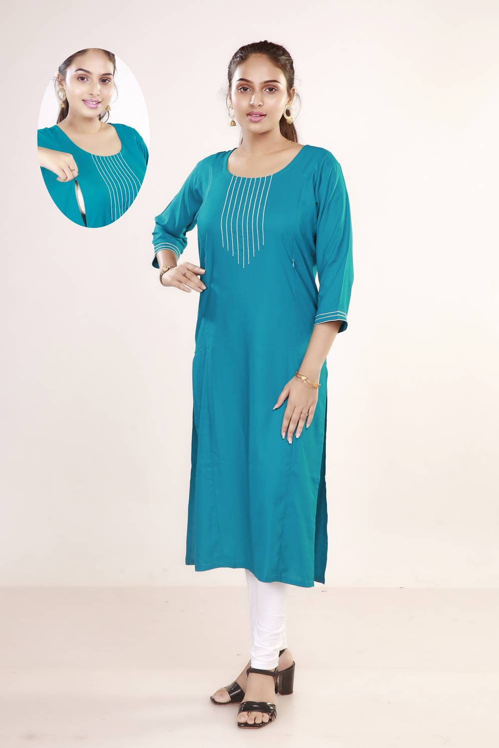 MAHEE TRENDZ Women Self Design Cotton Rayon Straight Kurta (Light