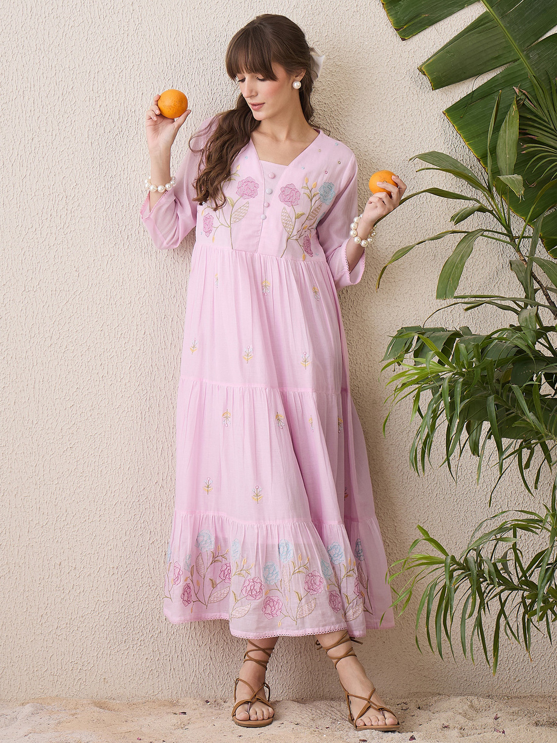 Image of Indo Era Women Floral Print Anarkali Kurta