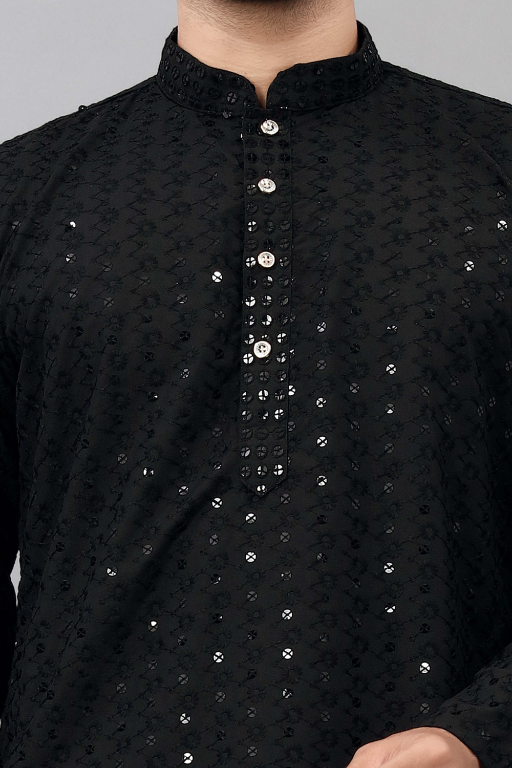 Image of ALMORA Men Embroidered A-line Kurta