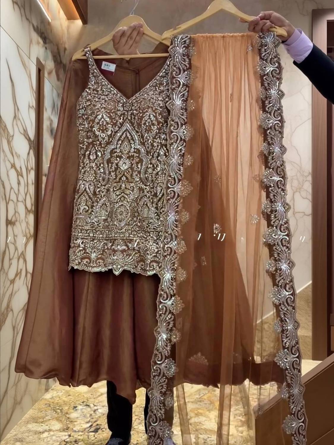 BYRI Embroidered Kurta, Sharara & Dupatta Set
