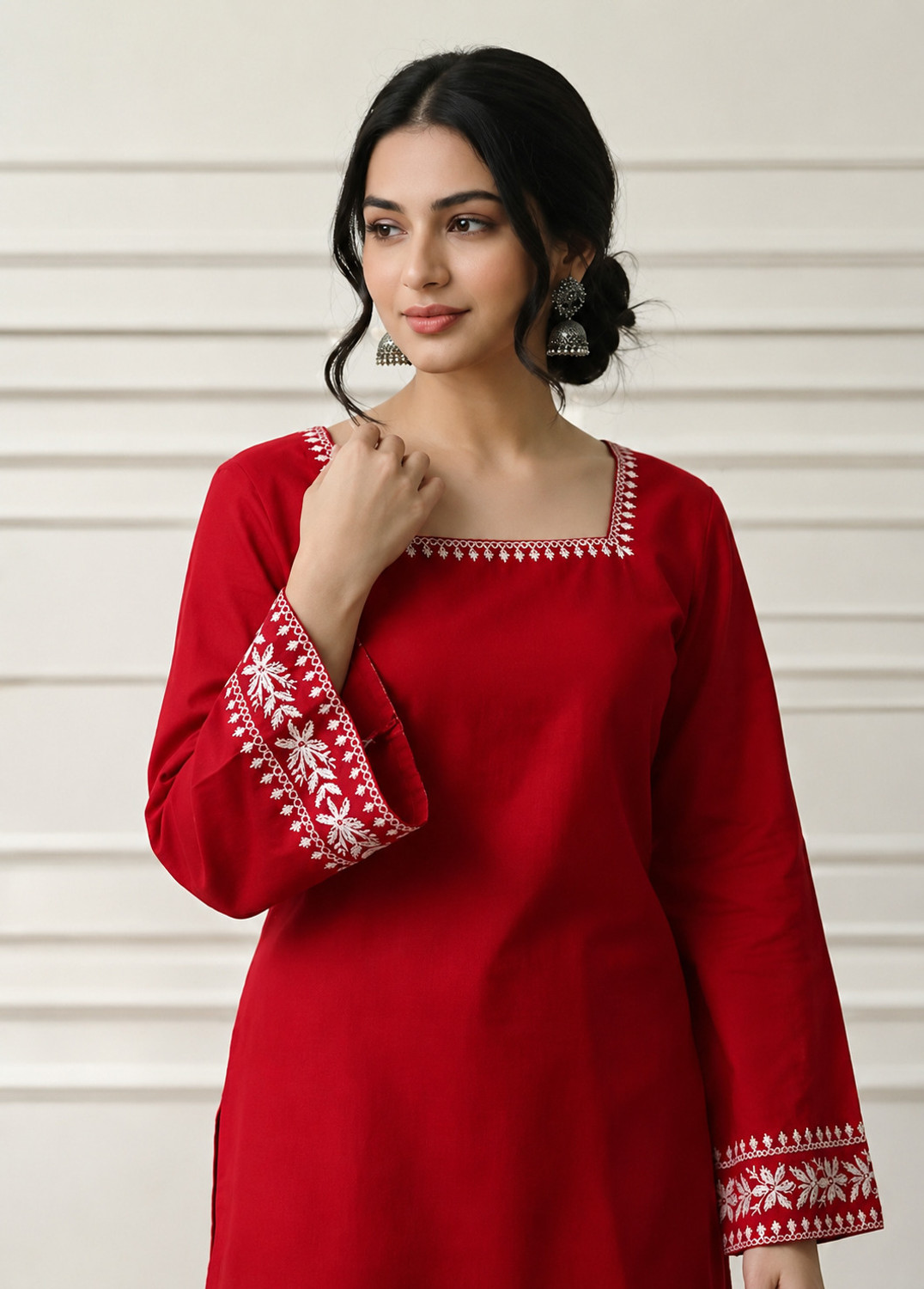 Image of VDRA Women Embroidered Straight Kurta