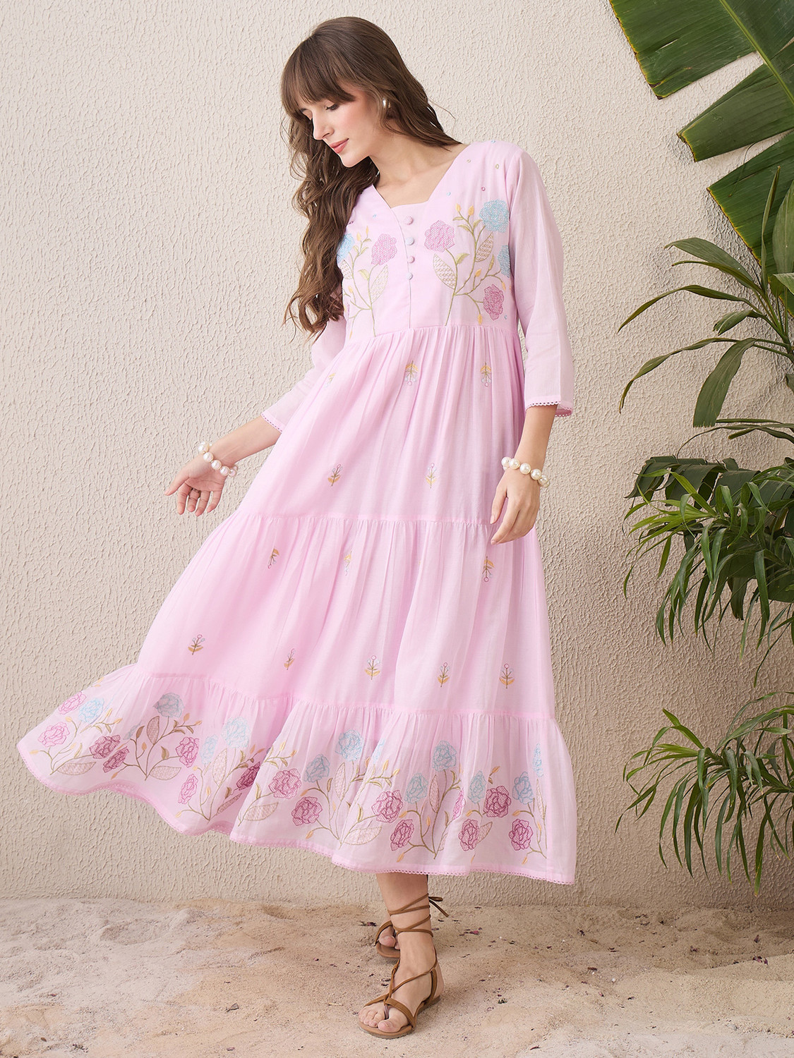 Image of Indo Era Women Floral Print Anarkali Kurta