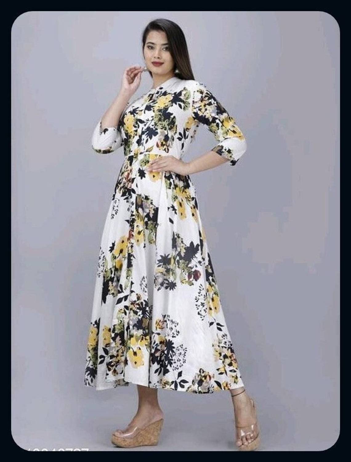 AnviTextile Women Maxi Yellow Midi/Calf Length Dress