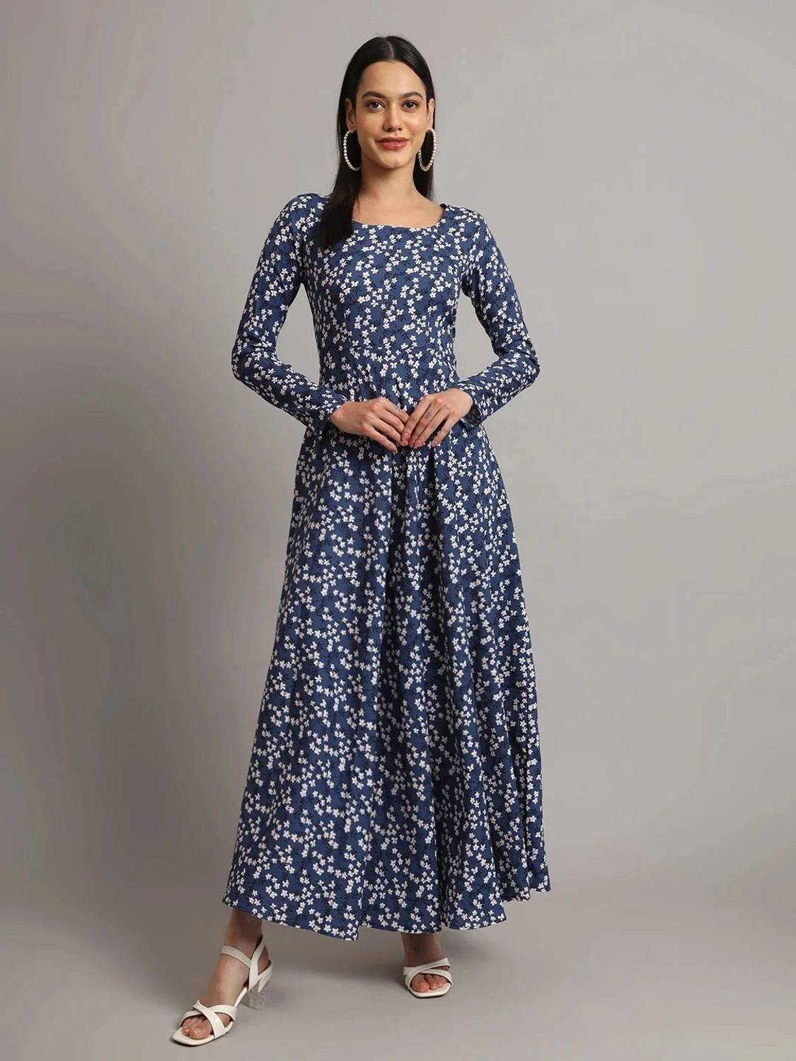 Dhakre fashion Women Floral Print Viscose Rayon Anarkali Kurta (G