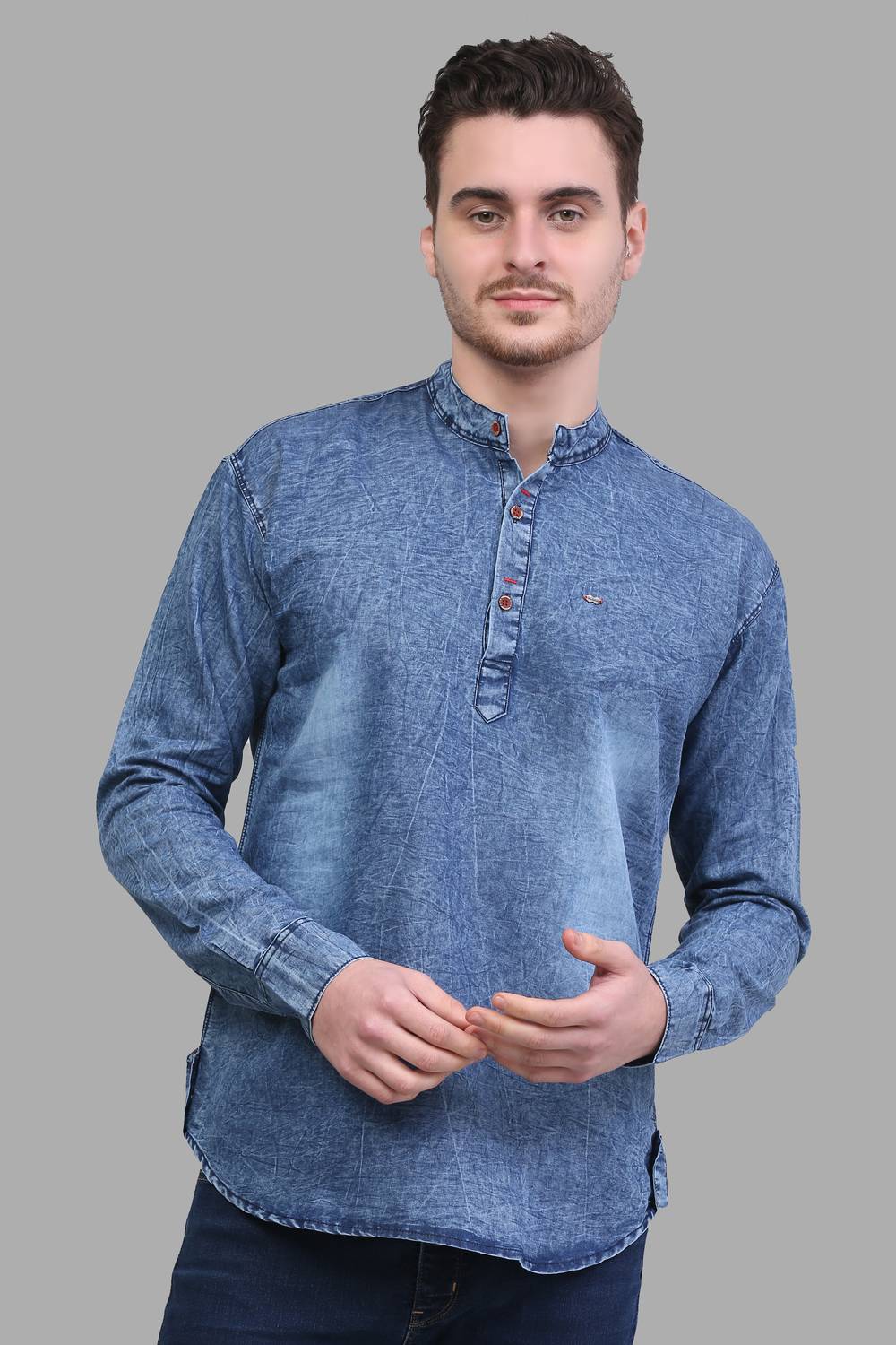 SQS Washed Cotton Silk Straight Kurta for Men - Image 2