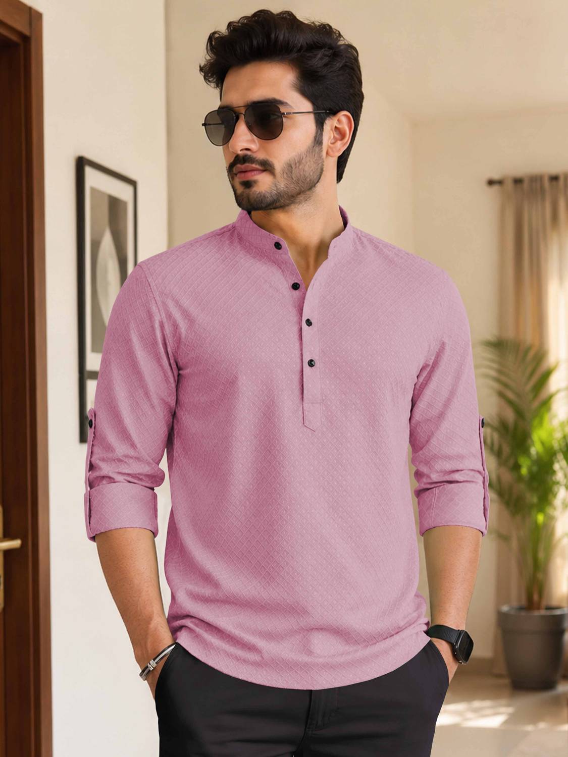 VeBNoR Men Self Design Straight Kurta