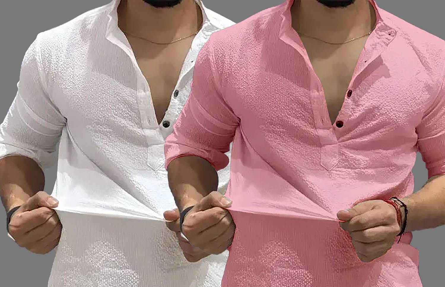 COMBRAIDED Men Solid Straight Kurta Pack of 2 - Image 4
