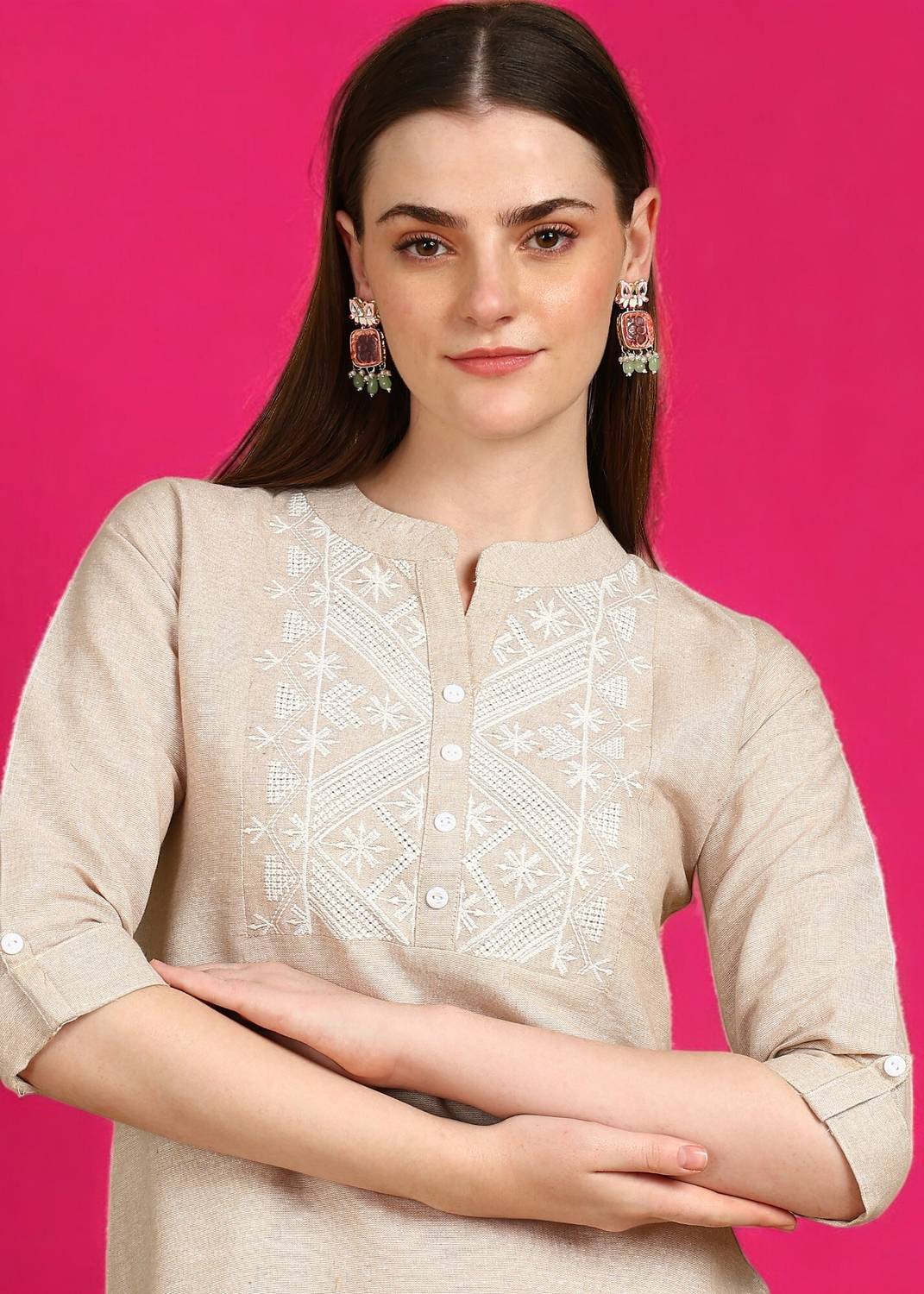 Ladylaz Women Embroidered Cotton Rayon A-line Kurta (Multicolor)