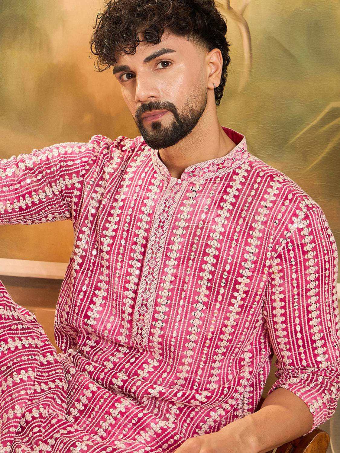 House of Pataudi Men Printed Straight Kurta