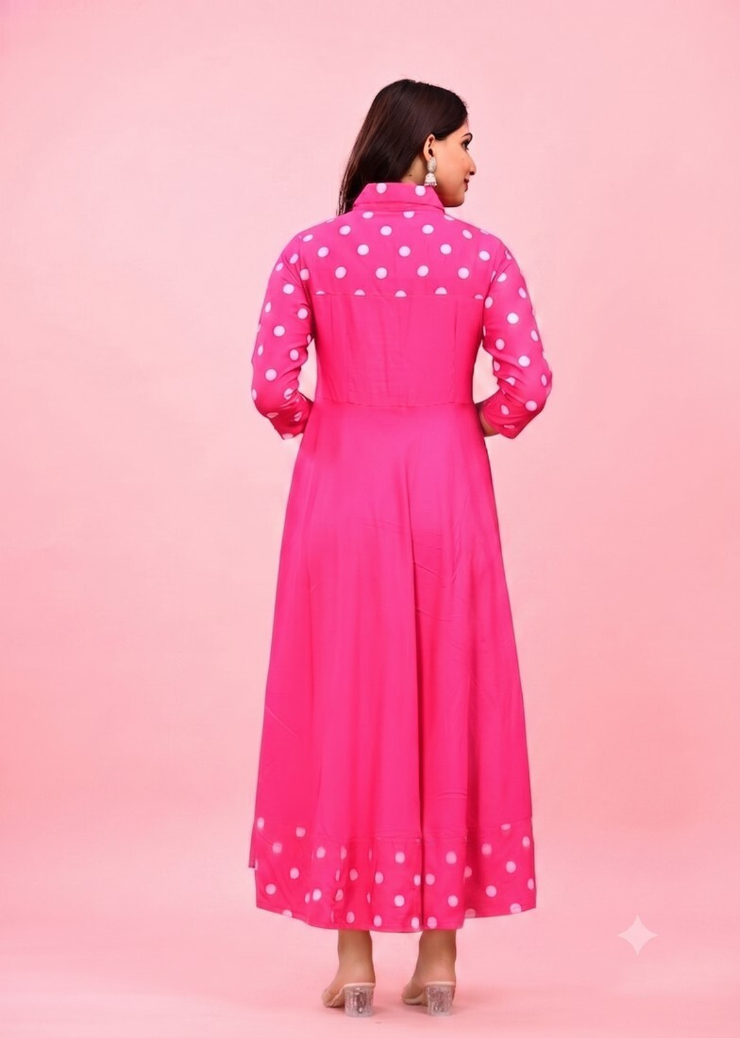 Image of DARGU Women Polka Print Anarkali Kurta