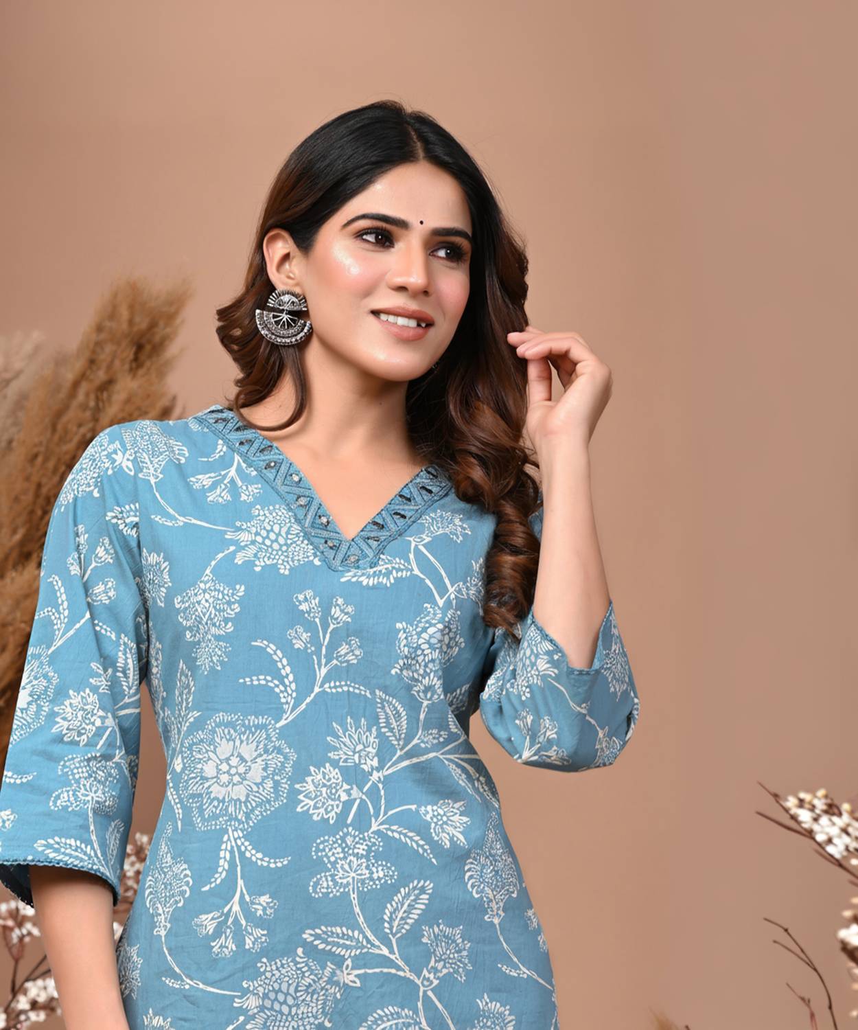 Rimeline Women Printed Pure Cotton Straight Kurta (Green)