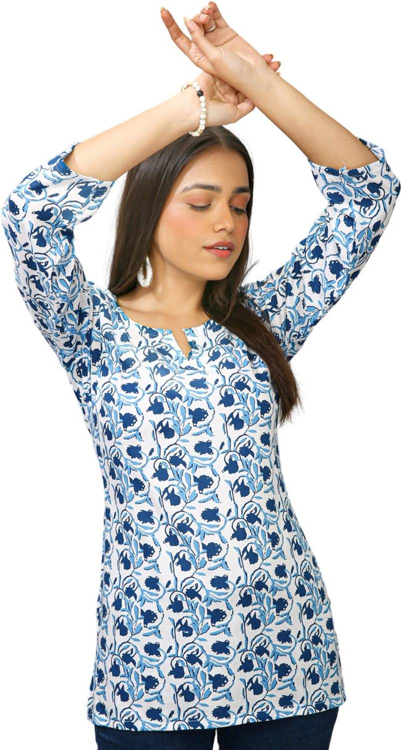 Mialo fashion Women Printed Viscose Rayon Straight Kurta (White)