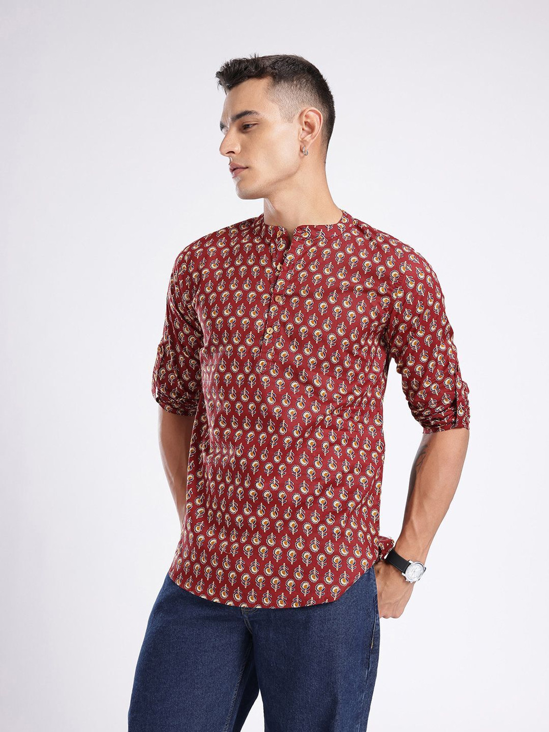 Image of Anouk Rustic Men Printed Straight Kurta
