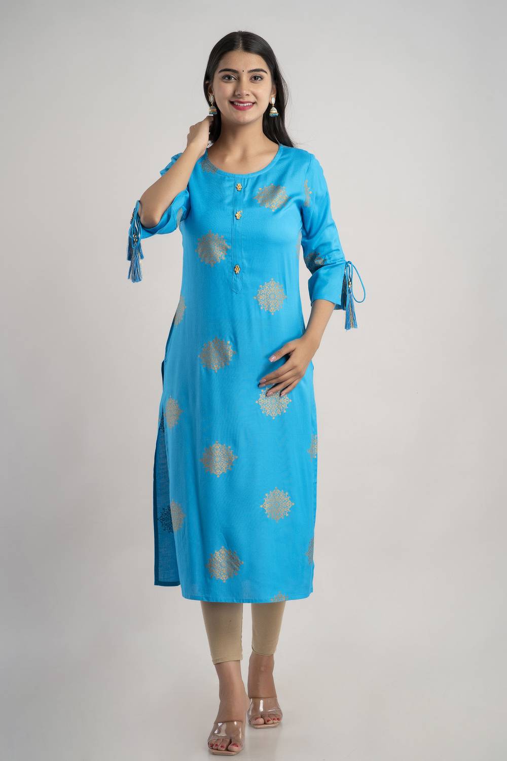 Ankhnoor Women Printed Straight Kurta