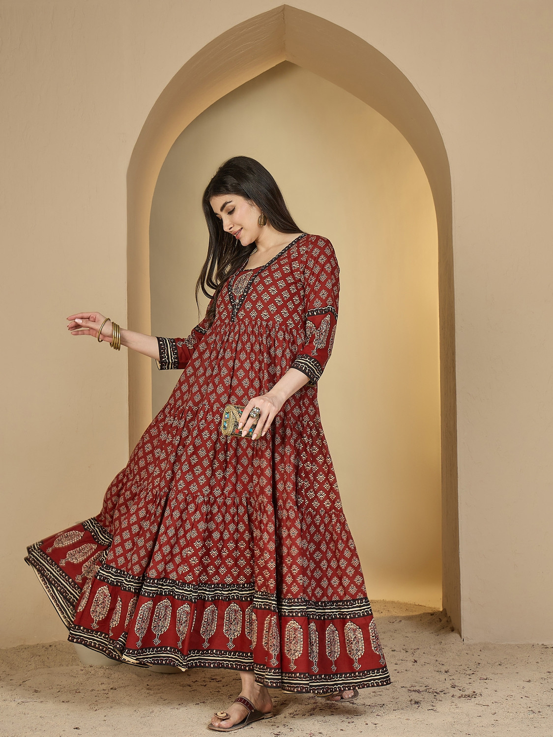 Image of Gulmohar Jaipur Women Printed Anarkali Kurta
