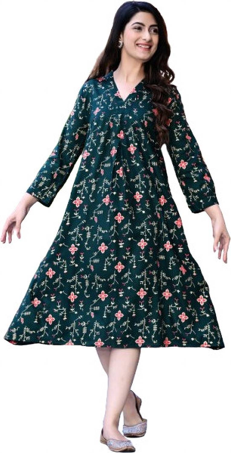 Bhagyesh Fashion Women Floral Print A-line Kurta