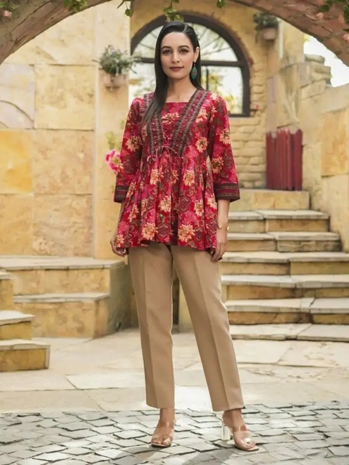 Image of PR SMART Women Printed Flared Kurta