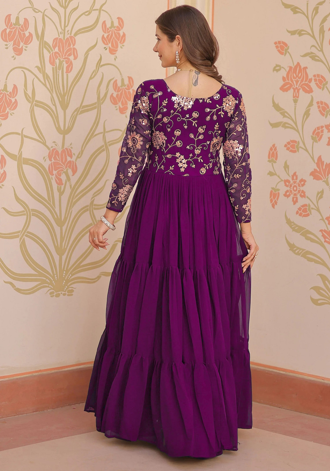 Image of FOXDX Women Embroidered Flared Kurta