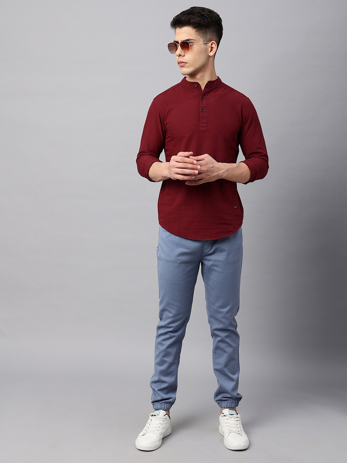 Image of Blue Buddha Men Solid Straight Kurta