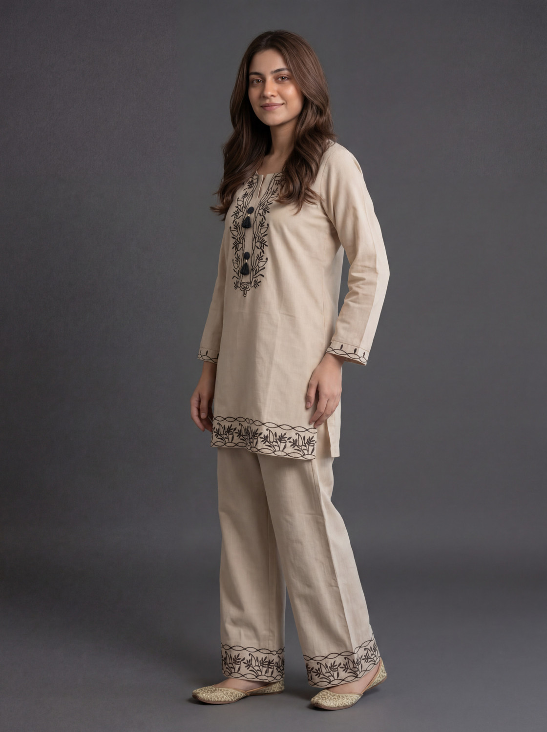 Image of EDLEY ALLAN Women Embroidered Straight Kurta