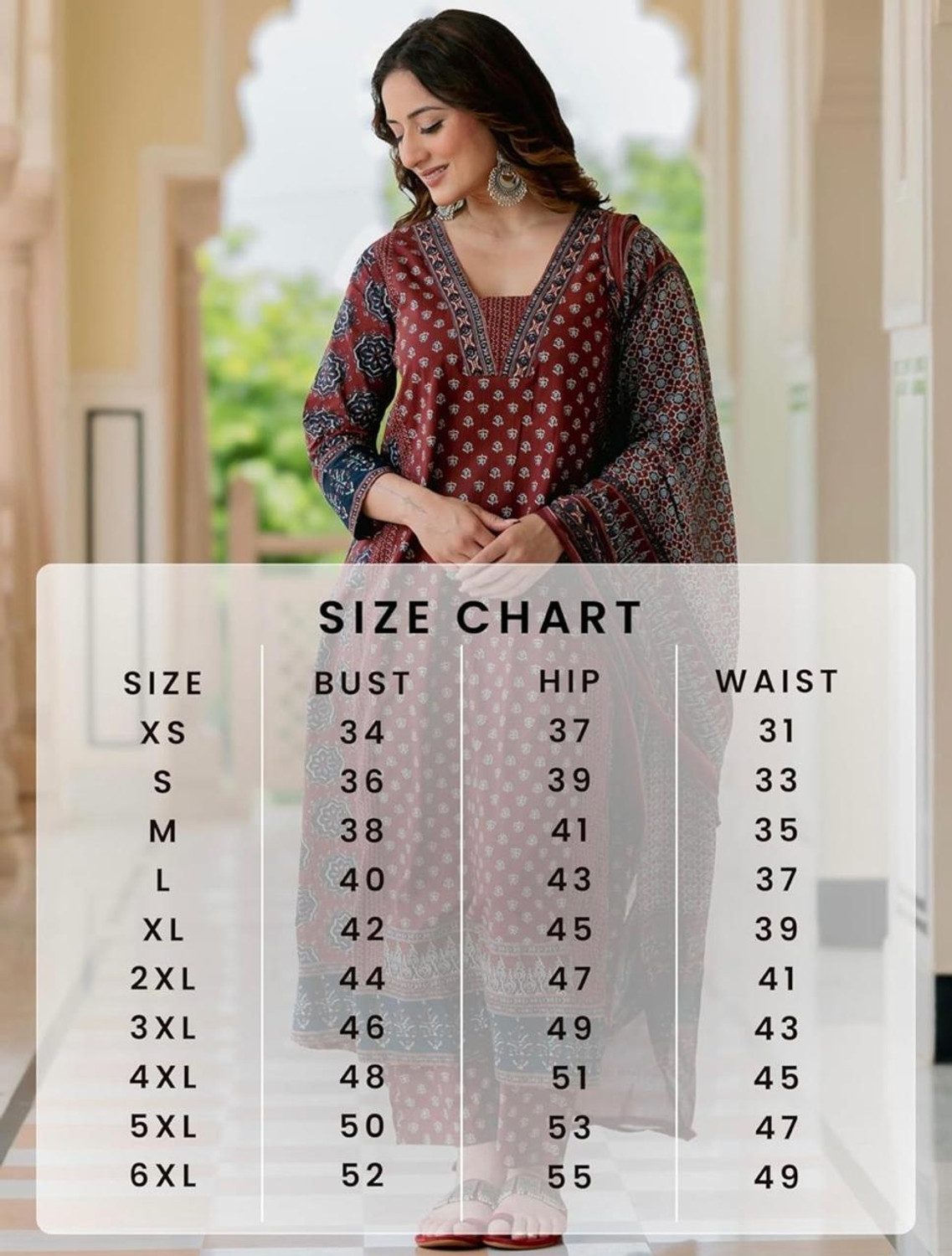 Image of JODAA Printed Viscose Rayon Anarkali Kurta for Women With Attached Dupatta (Maroon)