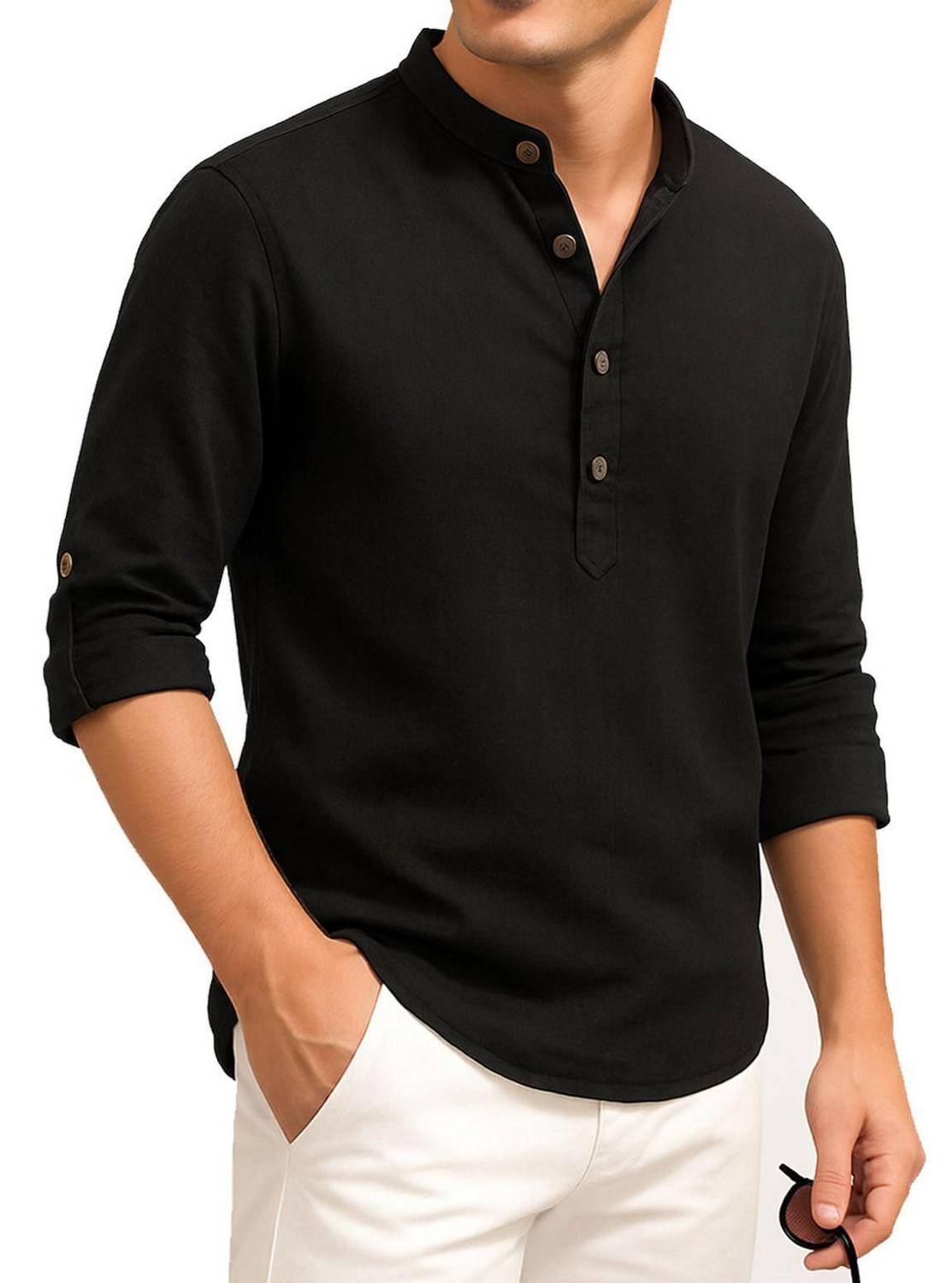 DENEEJA Men Orange Straight Kurta - Image 1